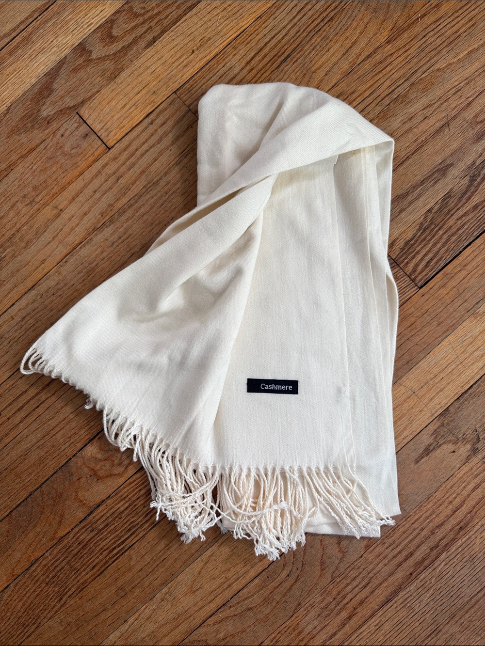 Luxury Cream Cashmere Fringe Scarf - Soft Everyday Wrap